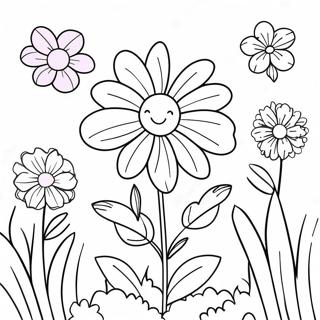 Violet Flower Garden Coloring Page 36473-29190