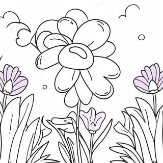 Violet Flower Garden Coloring Page 36473-29191