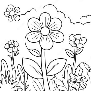 Violet Flower Garden Coloring Page 36473-29192