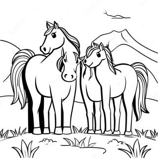 Majestic Wild Horse Family Coloring Page 3647-2957