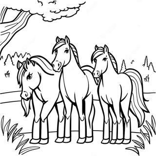 Majestic Wild Horse Family Coloring Page 3647-2958