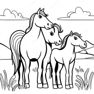 Majestic Wild Horse Family Coloring Page 3647-2959