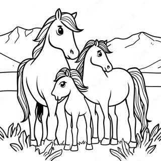 Majestic Wild Horse Family Coloring Page 3647-2960