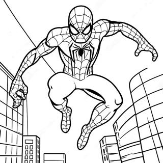 Web Slinging Spiderman In Action Coloring Page 36584-29277