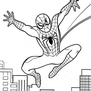 Web Slinging Spiderman In Action Coloring Page 36584-29280