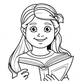 Monika With A Book Coloring Page 36594-29285