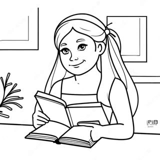 Monika With A Book Coloring Page 36594-29288