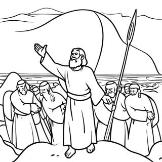 Moses Parting The Red Sea Coloring Page 36634-29317