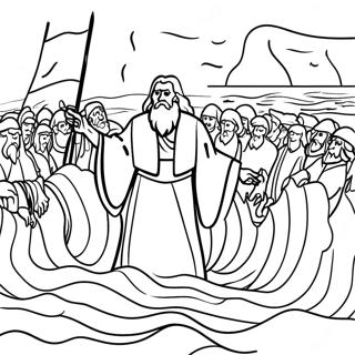 Moses Parting The Red Sea Coloring Page 36634-29318