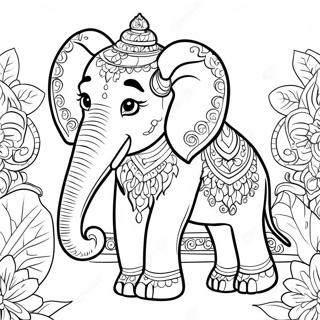 Traditional Thai Elephant Coloring Page 36664-29337