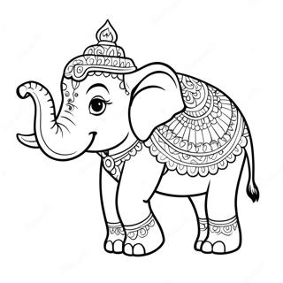 Traditional Thai Elephant Coloring Page 36664-29338