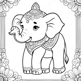 Traditional Thai Elephant Coloring Page 36664-29339