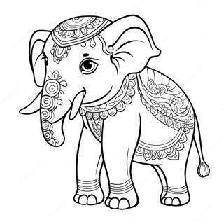 Traditional Thai Elephant Coloring Page 36664-29340