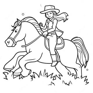 Cowgirl Riding A Horse Coloring Page 3666-2967