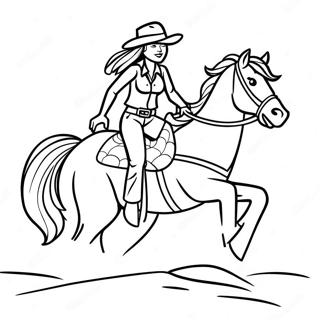 Cowgirl Riding A Horse Coloring Page 3666-2968