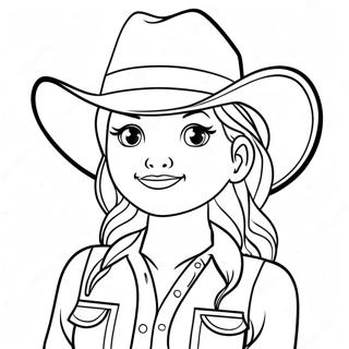 Cute Cowgirl With A Hat Coloring Page 3667-2969