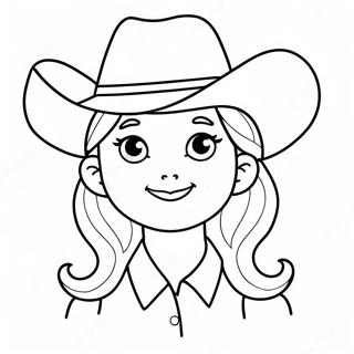 Cute Cowgirl With A Hat Coloring Page 3667-2970