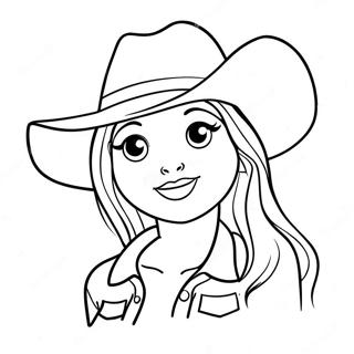 Cute Cowgirl With A Hat Coloring Page 3667-2971