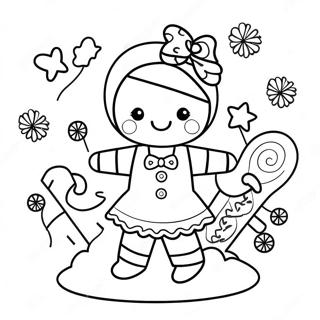 Gingerbread Girl In Festive Outfit Coloring Page 36703-29366