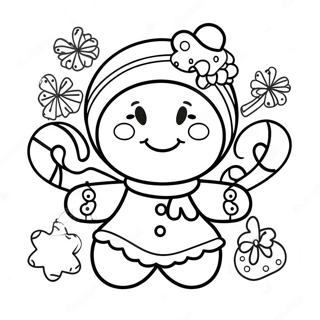 Smiling Gingerbread Girl With Candy Cane Coloring Page 36704-29375