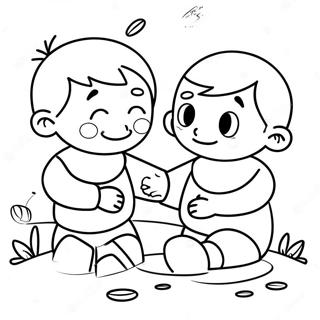 Brother And Sister Playing Together Coloring Page 36763-29417