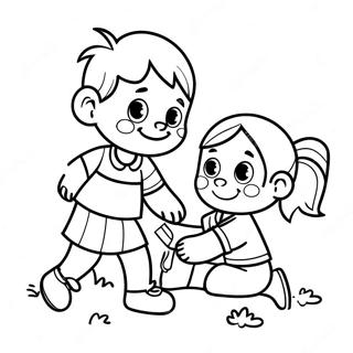 Brother And Sister Playing Together Coloring Page 36763-29418