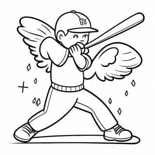 Angels Baseball Player Swinging Bat Coloring Page 36774-29429