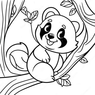 Cute Red Panda Climbing A Tree Coloring Page 3677-2974