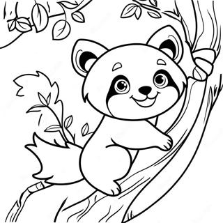 Cute Red Panda Climbing A Tree Coloring Page 3677-2975