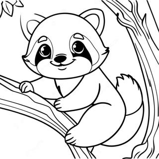 Cute Red Panda Climbing A Tree Coloring Page 3677-2976