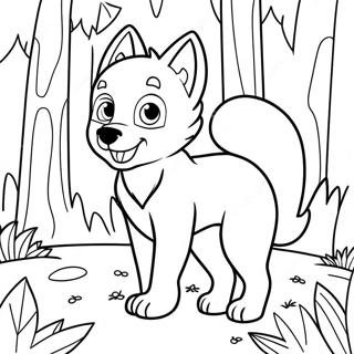 Playful Anime Wolf Pup In A Forest Coloring Page 36794-29450