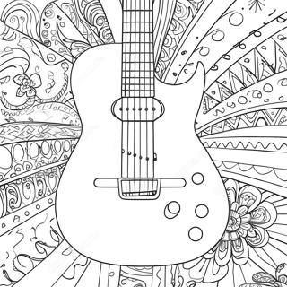 Colorful Guitar Coloring Page 3687-2984