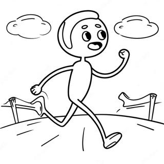 Funny Stick Man Running Coloring Page 36904-29538