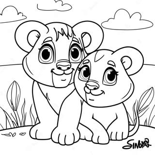 Simba And Kiara In The Sunset Coloring Page 36944-29558