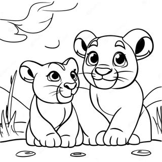 Simba And Kiara In The Sunset Coloring Page 36944-29559