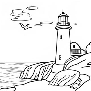 Rustic Lighthouse By The Sea Coloring Page 36964-29580