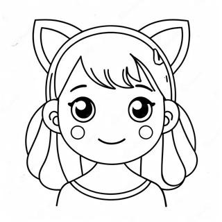 Adorable Kawaii Girl With Cat Ears Coloring Page 37004-29606