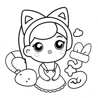 Adorable Kawaii Girl With Cat Ears Coloring Page 37004-29607