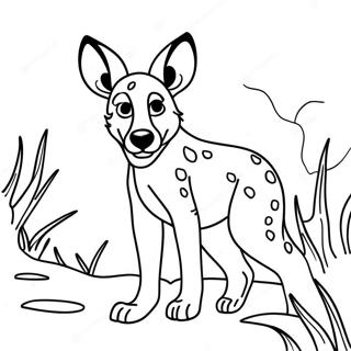 Playful African Wild Dog Coloring Page 37064-29664