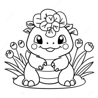 Cute Venusaur With Flowers Coloring Page 37094-29681