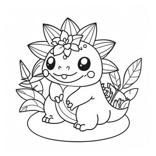 Cute Venusaur With Flowers Coloring Page 37094-29682