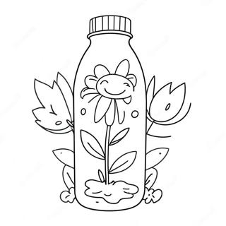 Cute Water Bottle With Flowers Coloring Page 37154-29732