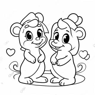 Cute Disney Characters In Love Coloring Page 37214-29778