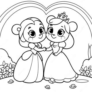 Cute Disney Characters In Love Coloring Page 37214-29780