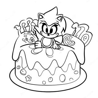 Sonic The Hedgehog Birthday Cake Coloring Page 37234-29793