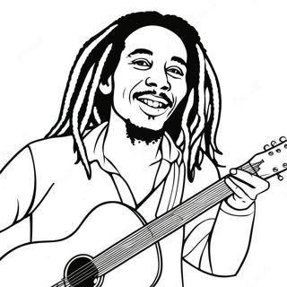 Bob Marley With Guitar Coloring Page 37274-29825