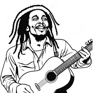 Bob Marley With Guitar Coloring Page 37274-29826