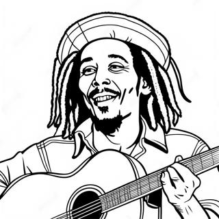 Bob Marley With Guitar Coloring Page 37274-29827