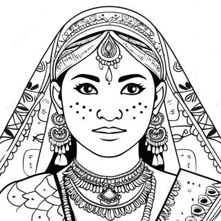 Indian Girl In Traditional Dress Coloring Page 37283-29829