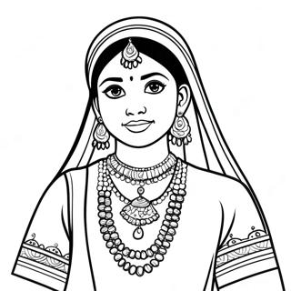 Indian Girl In Traditional Dress Coloring Page 37283-29830